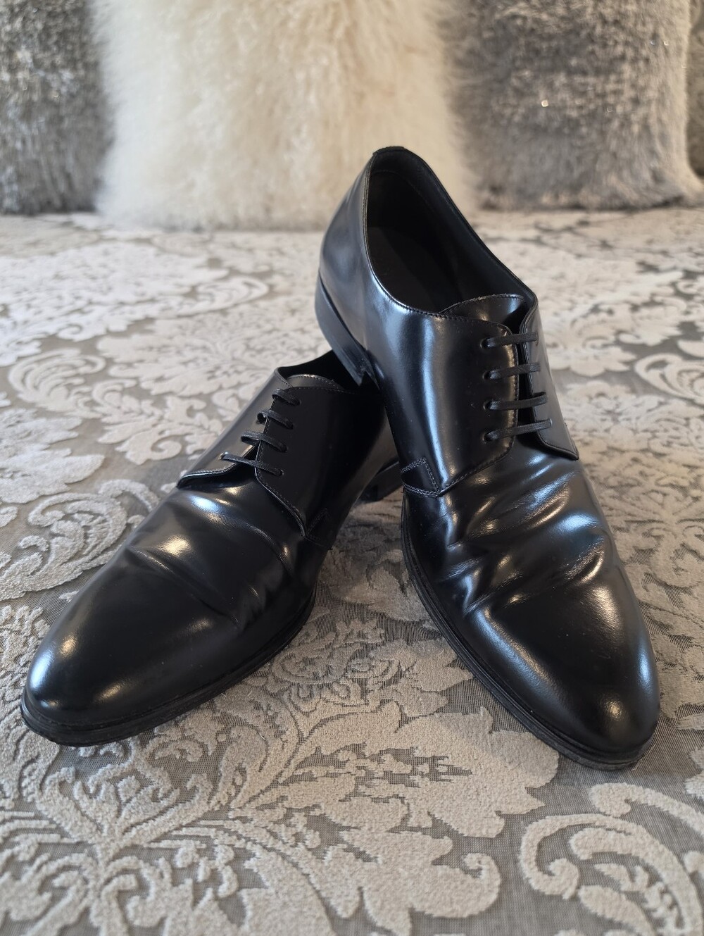 Dior Men’s Black Leather Derby Dress Shoes Made in Italy EU 41